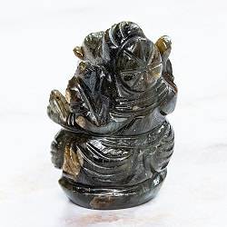 【一点物・天然石】手彫りのラブラドリイッティ・ガネーシャ - ラブラドライト 約130g - サブ5