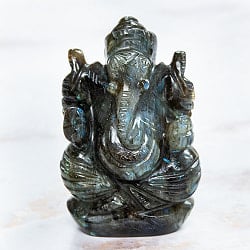 【一点物・天然石】手彫りのラブラドリイッティ・ガネーシャ - ラブラドライト 約130gの商品写真