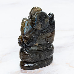 【一点物・天然石】手彫りのラブラドリイッティ・ガネーシャ - ラブラドライト 約95g - サブ5