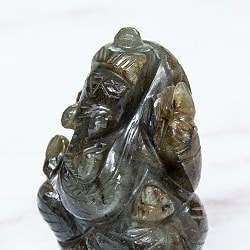 【一点物・天然石】手彫りのラブラドリイッティ・ガネーシャ - ラブラドライト 約156g - サブ2