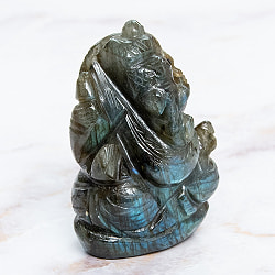 【一点物・天然石】手彫りのラブラドリイッティ・ガネーシャ - ラブラドライト 約156g - サブ3