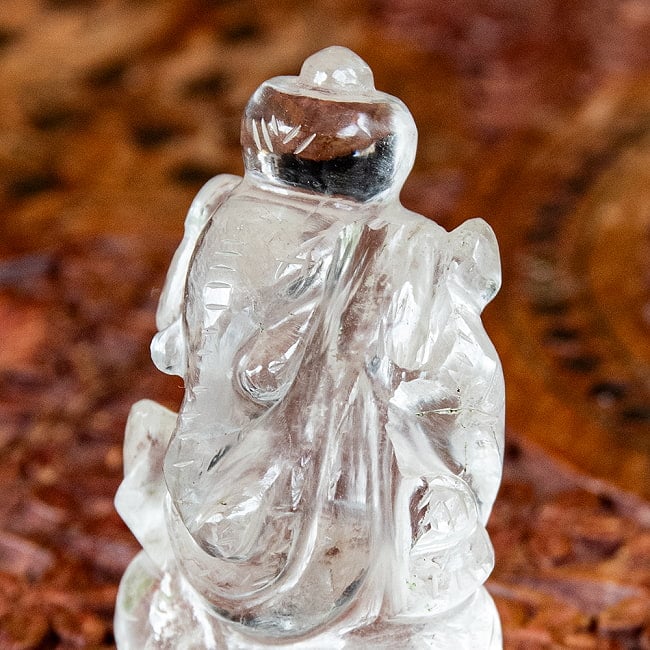 【一点物・天然石】手彫りのクリスタル・ガネーシャ - 水晶 約92g 2 - 細部を見てみました。