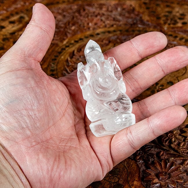 【一点物・天然石】手彫りのクリスタル・ガネーシャ - 水晶 約78g 7 - 