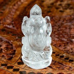 【一点物・天然石】手彫りのクリスタル・ガネーシャ - 水晶 約78g
