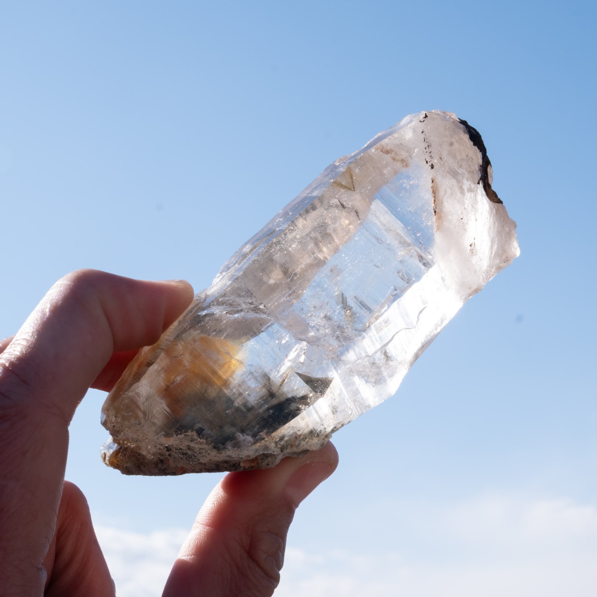 【一点物】 ヒマラヤ水晶原石 【 241g】ルチル・透明度・ガーデン・バーコード・セルフヒールドの写真