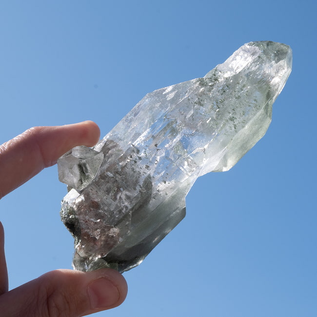 【一点物】 ヒマラヤ水晶原石 【221g】ルチル・クローライト・透明・バーコード・セルフヒールド 154 -