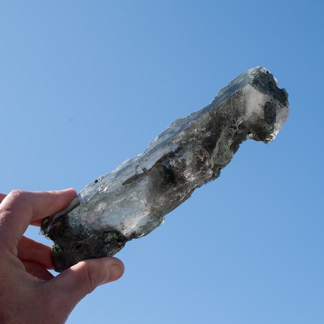 【一点物】 ヒマラヤ水晶原石 【221g】ルチル・クローライト・透明・バーコード・セルフヒールド 162 -