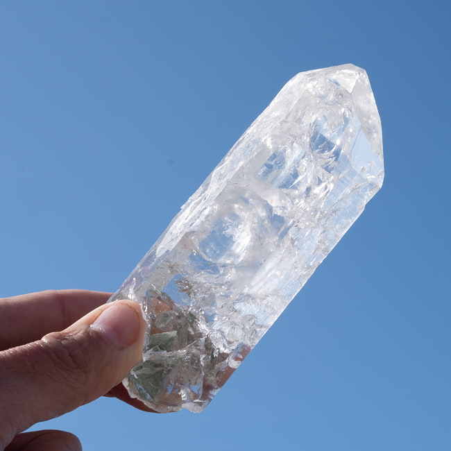 【一点物】 ヒマラヤ水晶原石 【221g】ルチル・クローライト・透明・バーコード・セルフヒールド 92 -
