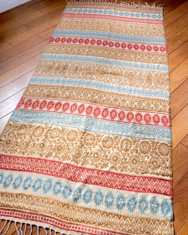 〔各色あり〕肌触りが良く　ふんわり暖かい　インド伝統　更紗柄　大判ストール・ショール〔約200cm×約95cm〕 7 - 長さ約200cm、横幅約95cmの大判サイズです