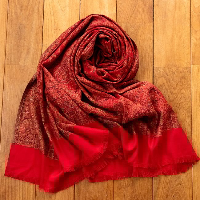 〔各色あり〕滑らかな肌触り インド伝統カシミール ペイズリーの大判ストール・ショール〔約210cm×約110cm〕の選択用写真