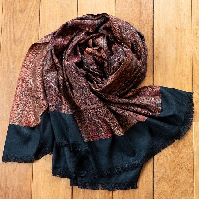 〔各色あり〕滑らかな肌触り インド伝統カシミール ペイズリーの大判ストール・ショール〔約210cm×約110cm〕の選択用写真