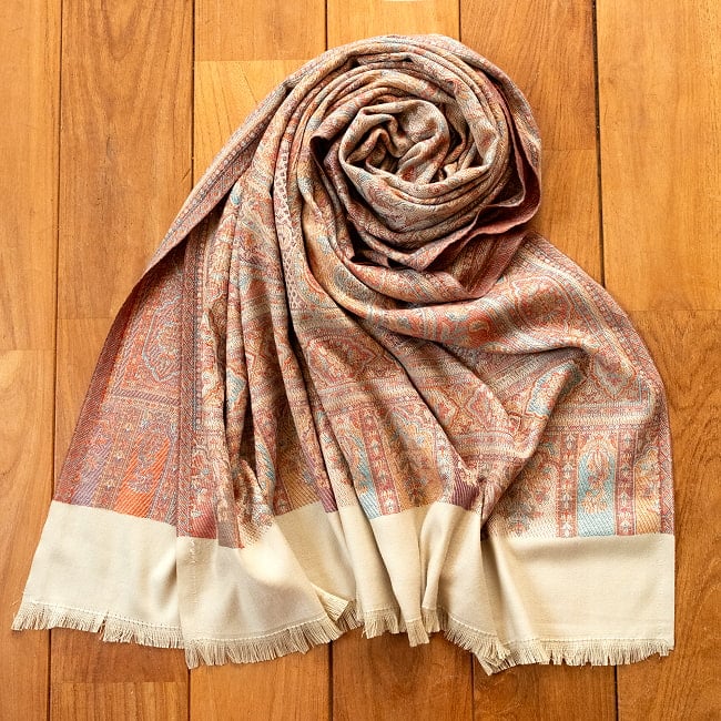 〔各色あり〕滑らかな肌触り インド伝統カシミール ペイズリーの大判ストール・ショール〔約210cm×約110cm〕の選択用写真