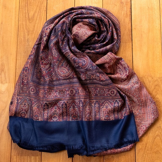 〔各色あり〕滑らかな肌触り インド伝統カシミール ペイズリーの大判ストール・ショール〔約210cm×約110cm〕の選択用写真