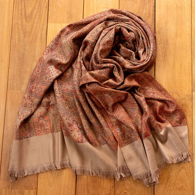 〔各色あり〕滑らかな肌触り インド伝統カシミール ペイズリーの大判ストール・ショール〔約210cm×約110cm〕の選択用写真