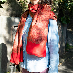 〔各色あり〕滑らかな肌触り　インド伝統カシミール ペイズリーの大判ストール・ショール〔約210cm×約110cm〕 - サブ3