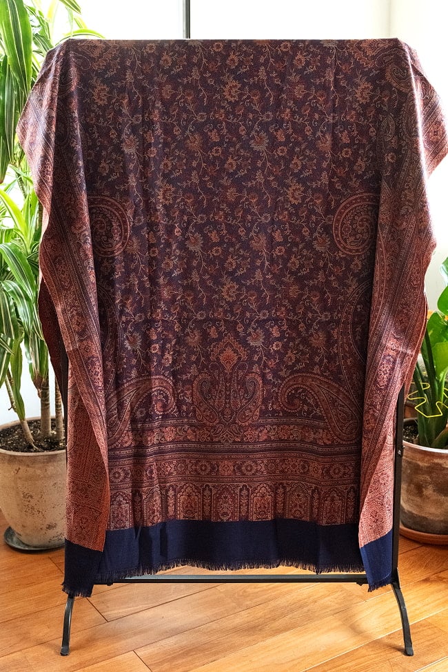 〔各色あり〕滑らかな肌触り インド伝統カシミール ペイズリーの大判ストール・ショール〔約210cm×約110cm〕 6 - 長さ約210cm、横幅約110cmの大判サイズです