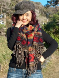 【大判】伝統ダッカ織りデザインのストールの商品写真