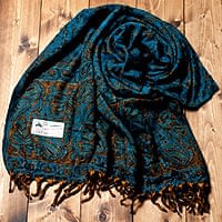 〔210cm×95cm〕インドの伝統柄大判ストール・ショール - 緑系の商品写真