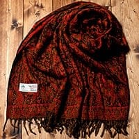 〔210cm×95cm〕インドの伝統柄大判ストール・ショール - 焦げ茶・オレンジ系の商品写真