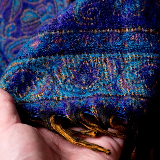 〔210cm×95cm〕インドの伝統柄大判ストール・ショール - 青紫系 6 - 拡大写真です