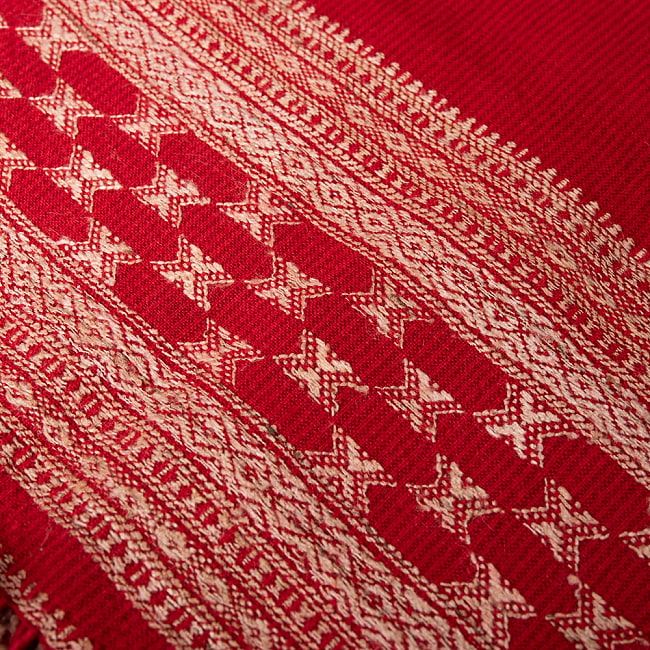 【1点もの】ブジョーディ村の手織りショール 2 - 絶妙な色の組み合わせが可愛いですね。