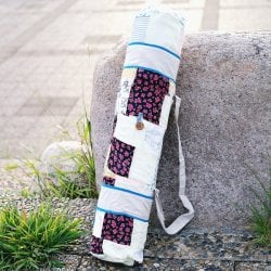 パッチワークのコットン ヨガマットバッグ【ストラップ オフホワイト】(NP-BAG-258)