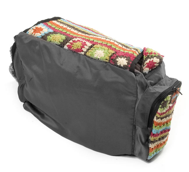 カラフルコットン刺繍の大きなバッグ - ダークグレー の通販[送料無料] - TIRAKITA.COM