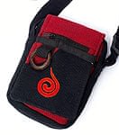 4ポケットトライバル刺繍ポシェット - 黒×赤の商品写真