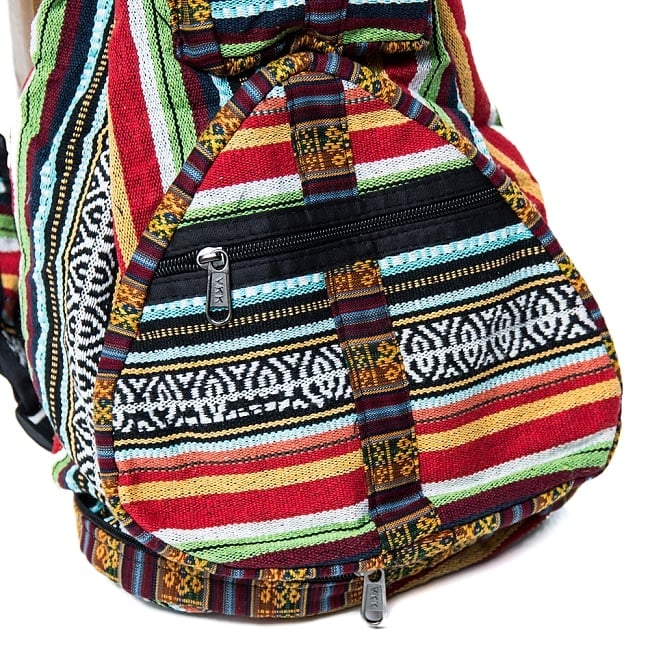 折りたためるから便利!おにぎりバックパックの商品写真 2枚目 下部をアップにしてみました。