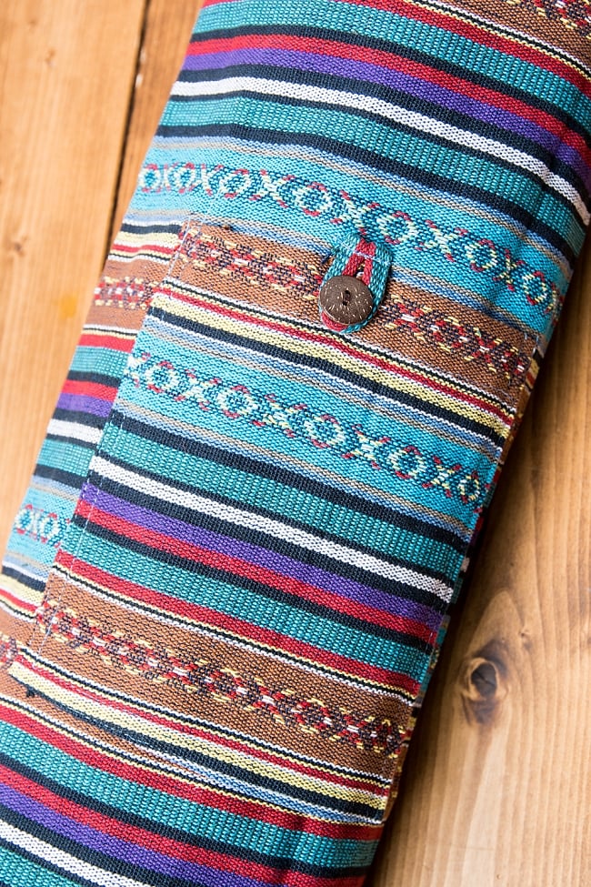 [ジッパータイプ]ネパール織り布のヨガマットバッグ 3 - 表面には小さなポケットがついています。