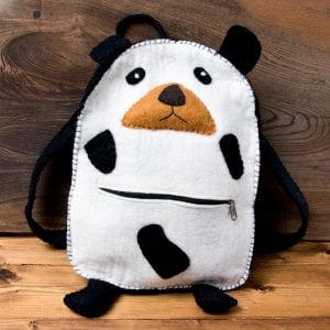 手作りフェルト ネパールのゆるいアニマルリュックサック - パンダさん(NP-BAG-513)