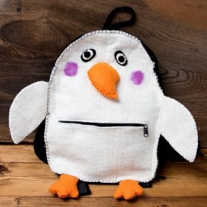 手作りフェルト ネパールのゆるいアニマルリュックサック - インコさん(NP-BAG-514)