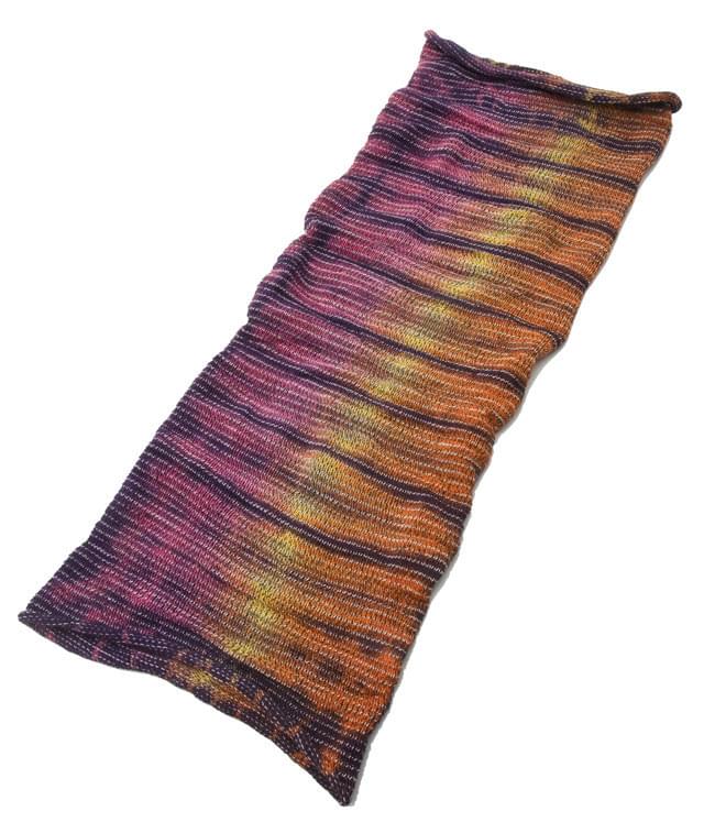 何通りも楽しめる!魔法のターバン 【ラスタ】の商品写真 4枚目 広げるとこんな形をしています。(こちらは同じデザインの色違いです。)