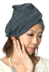 何通りも楽しめる！魔法のターバン 【ネイビー×白】の商品写真