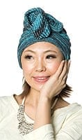 何通りも楽しめる！魔法のターバン 【水色×ネイビー】の商品写真