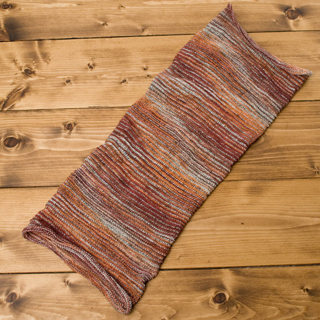 何通りも楽しめる!魔法のターバン 【オレンジ×赤×茶】の商品写真 2枚目 広げるとこのような形をしています。お好みに合わせてお使いください。