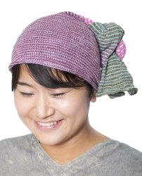 何通りも楽しめる！魔法のターバン 【緑×ピンク×紫】の商品写真
