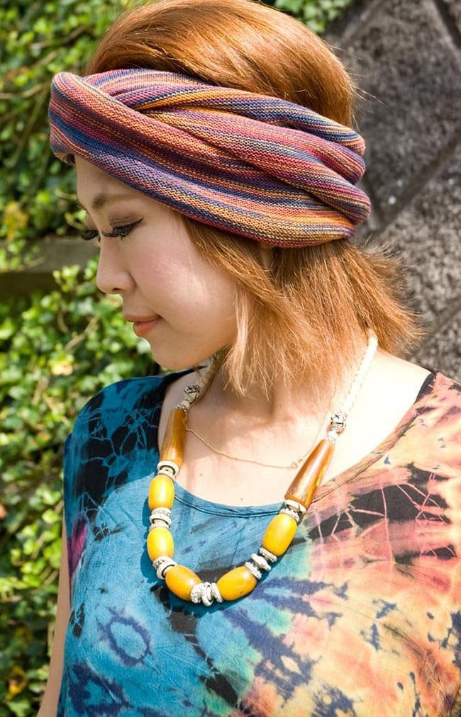 コットンスヌードターバン 【白黒系】 4 - 実際に付けるとこんな感じです。(以下は同ジャンル品の写真となります)