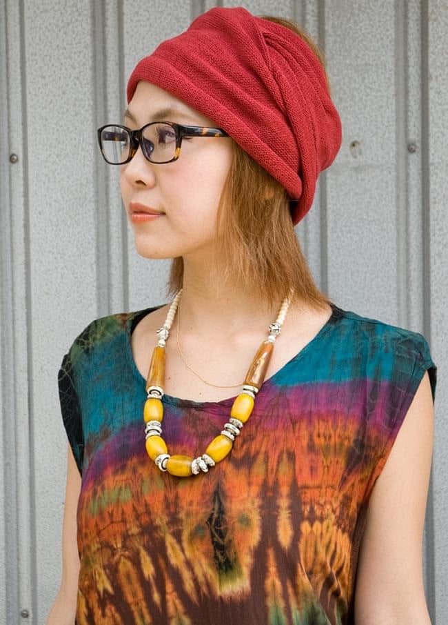 コットンスヌードターバン 【白黒系】 5 - いろいろな着け方ができて自由度が高いです