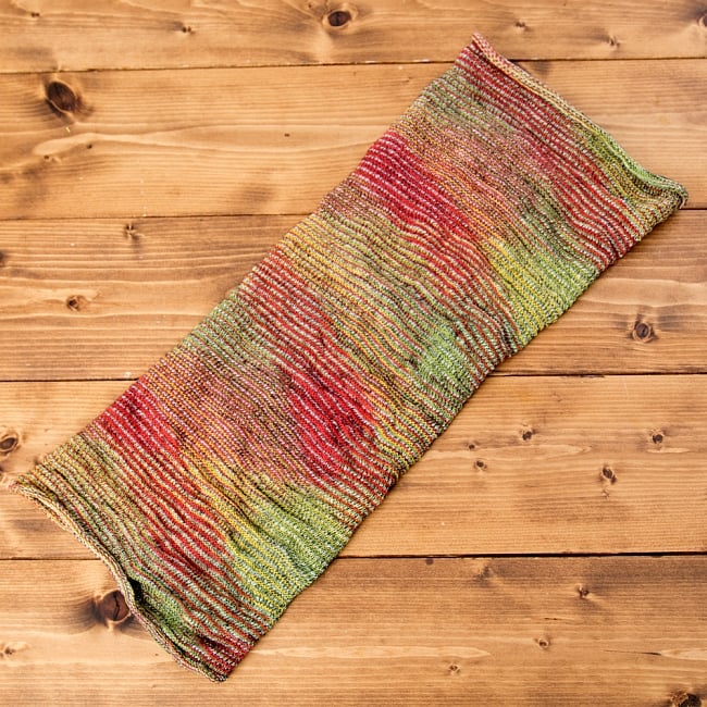 何通りも楽しめる!魔法のターバン - 黄色×赤 2 - 広げるとこのような形をしています。お好みに合わせてお使いください。