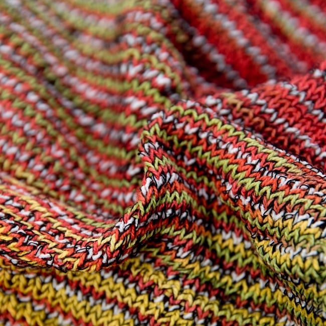 何通りも楽しめる！魔法のターバン - 黄色×赤 5 - くしゅくしゅっとしてみました。コットンなので肌にもやさしいですよ。