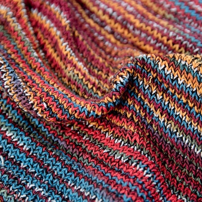 何通りも楽しめる!魔法のターバン - 赤×ブルー×黄色の商品写真 5枚目 くしゅくしゅっとしてみました。コットンなので肌にもやさしいですよ。