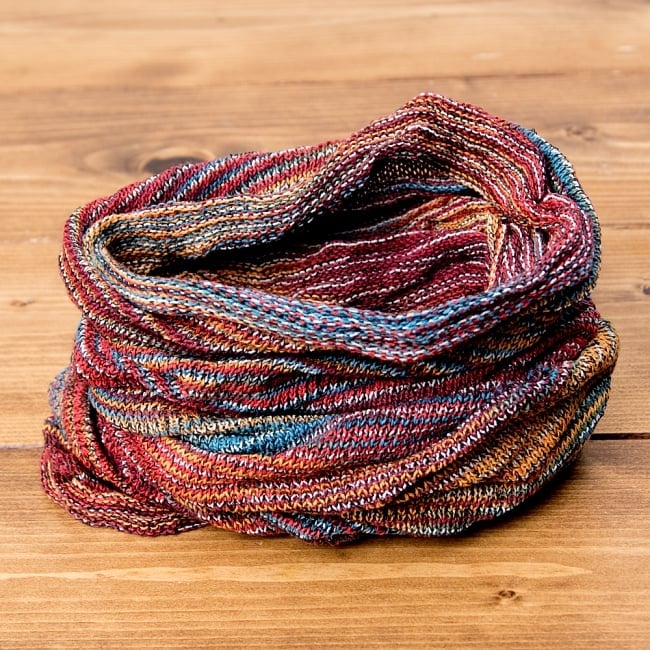 何通りも楽しめる!魔法のターバン - 赤×ブルー×黄色の商品写真 1枚目 その日の気分で色々な巻き方ができちゃいます!