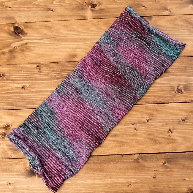 何通りも楽しめる!魔法のターバン - ピンク×グレーグリーンの商品写真 2枚目 広げるとこのような形をしています。お好みに合わせてお使いください。