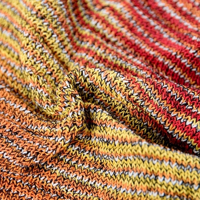 何通りも楽しめる！魔法のターバン - 黄色×赤×オレンジ  5 - くしゅくしゅっとしてみました。コットンなので肌にもやさしいですよ。