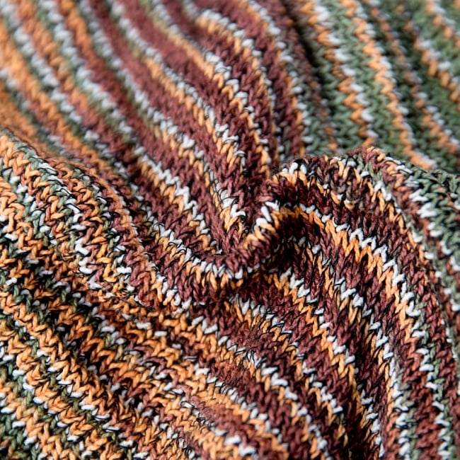 何通りも楽しめる!魔法のターバン - グリーン×オレンジ×ブラウン の商品写真 5枚目 くしゅくしゅっとしてみました。コットンなので肌にもやさしいですよ。