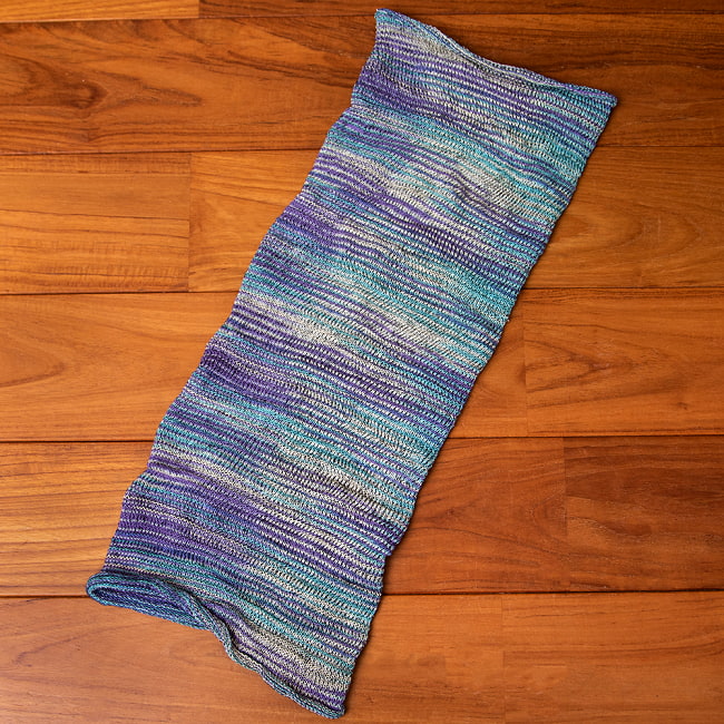 何通りも楽しめる!魔法のターバン - ブルー×パープル の商品写真 2枚目 広げるとこのような形をしています。お好みに合わせてお使いください。