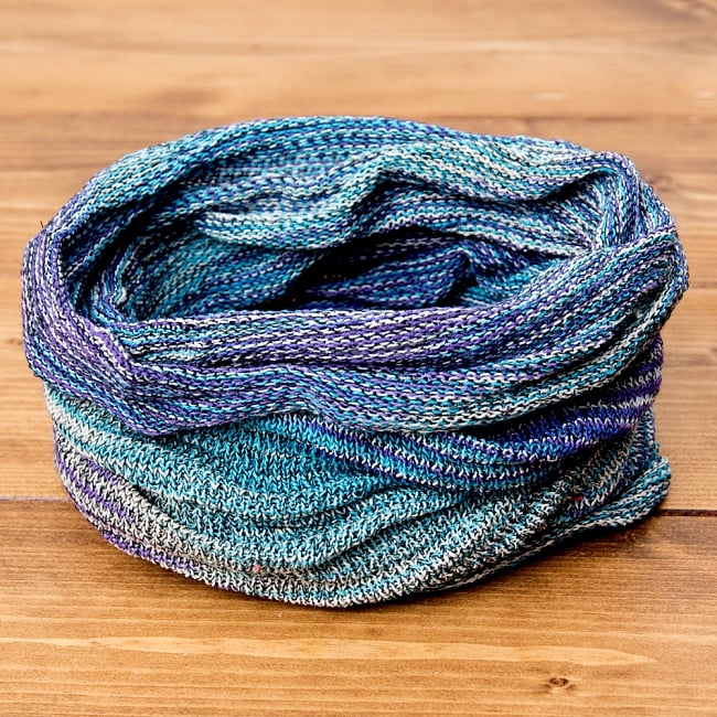 何通りも楽しめる!魔法のターバン - ブルー×パープル の商品写真 1枚目 その日の気分で色々な巻き方ができちゃいます!