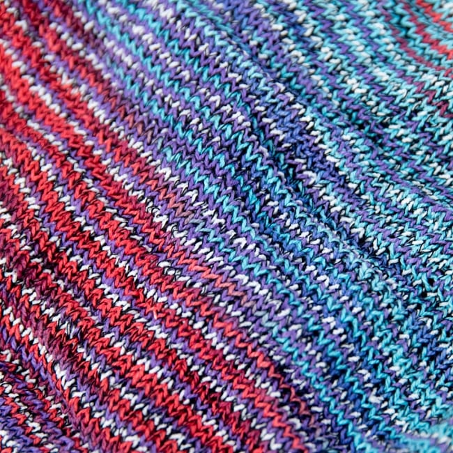 何通りも楽しめる！魔法のターバン - パープル×赤×ブルー 3 - アップにしてみました。ニットなので伸縮性もあり、使いやすいです。