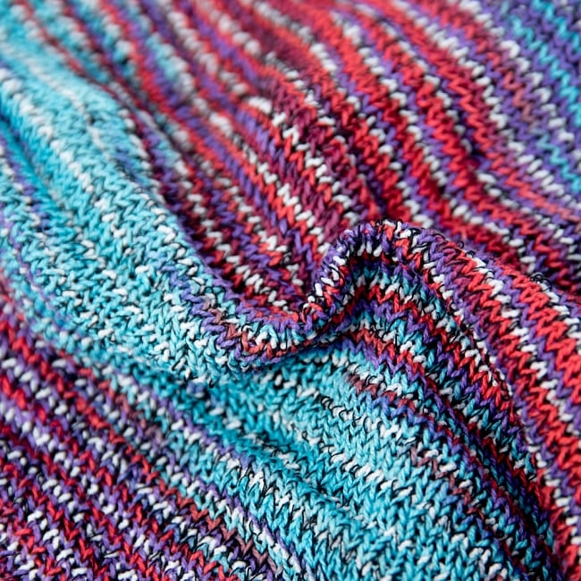 何通りも楽しめる！魔法のターバン - パープル×赤×ブルー 5 - くしゅくしゅっとしてみました。コットンなので肌にもやさしいですよ。